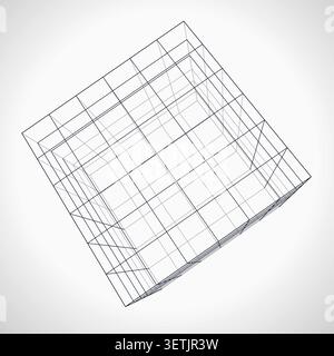 Wire Cube vector background with decorative geometric detail for microstock and commercial design projects. Stock Vector