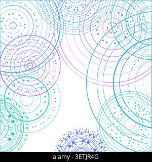 Abstract background made from overlapping concentric circle groups with subtle flattened transparency colors Stock Vector