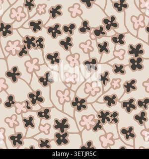 Connected Ditsy Floral Network Motif Stock Vector
