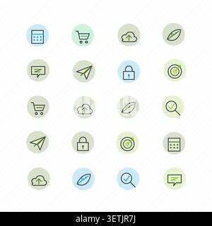 Decorative icon sets illustration for editorial graphics, creative layouts, and modern visual branding. Stock Vector