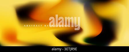 Abstract design with soft flowing yellow and black forms, smooth gradients, dark areas, and warm glowing highlights. Suit for website header, banner Stock Vector