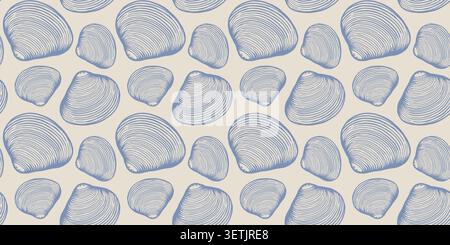 Sea shell seamless pattern. Trendy minimal summer marine design background Stock Vector