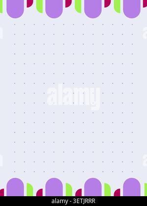 Retro medium dot grid colorful planner page template Stock Vector