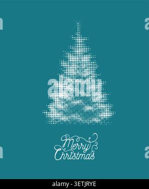 spruce point. Merry Christmas card tree from dots. Happy New Year . Vector illustrations. Stock Vector