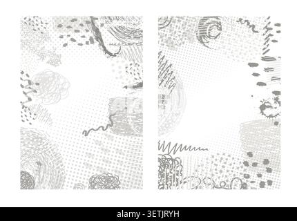 grey abstract background A4. Hand drawn. Not AI, vector illustration. Stock Vector