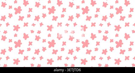 Funny pink seamless pattern with doodle flower Stock Vector