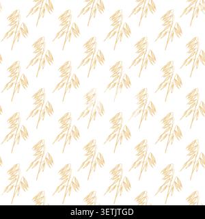 Oat spike seamless pattern. Agriculture farm harvest background. Stock Vector