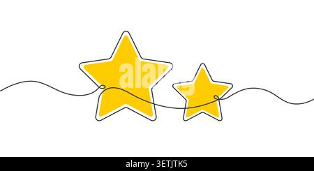 Yellow stars. Quality rating icon. Line drawing . Vector illustration . Stock Vector