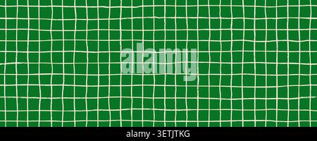 Green hand drawn square grid seamless pattern. Greenish repeating doodled checkered background. Sketch thin checker paper texture. Pencil drawn journal sheet notebook template. Vector line planer page Stock Vector