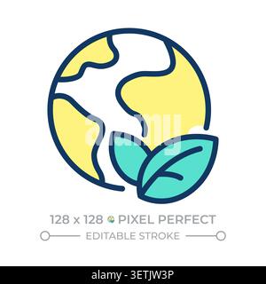 Environmental science pixel perfect line color icon Stock Vector