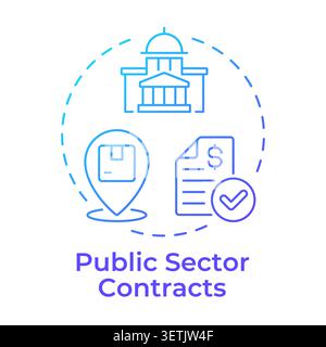 Public sector contracts blue gradient concept icon Stock Vector