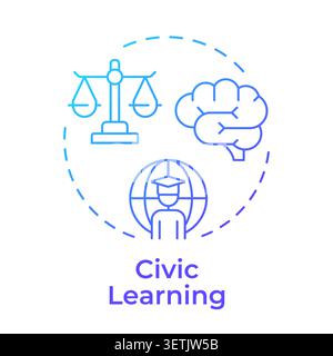 Civic learning blue gradient concept icon Stock Vector