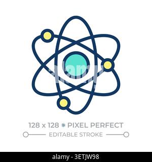 Atomic model pixel perfect line color icon Stock Vector