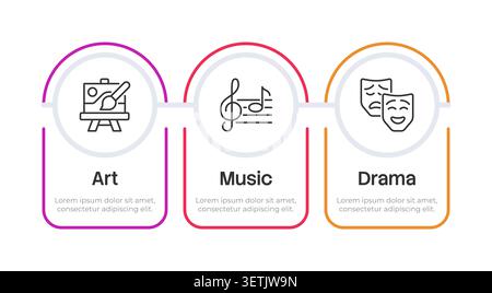 Creative subjects infographic 3 steps Stock Vector