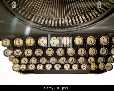 Top view of a vintage typewriter with Danish & Norwegian keyboard layout Stock Photo