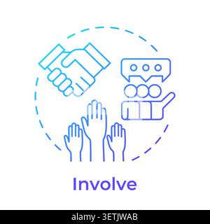 Involve blue gradient concept icon Stock Vector