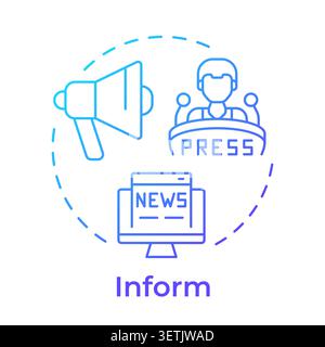 Inform blue gradient concept icon Stock Vector
