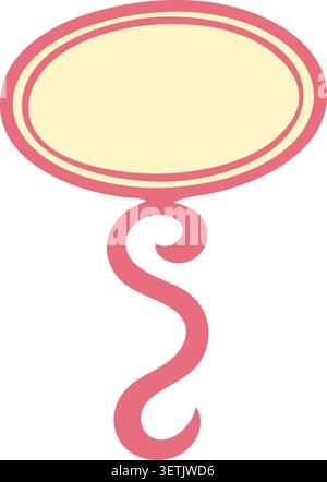 Flat illustration of a beige oval sign shaped bubble with a double outline and a long curled stem below Stock Vector