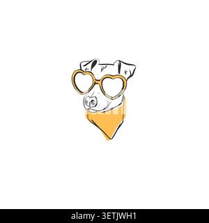 Hand drawn vector abstract graphic line collection with doodle cute funny cartoon dog characters.Vector illustration of funny cartoon adorable cat in Stock Vector