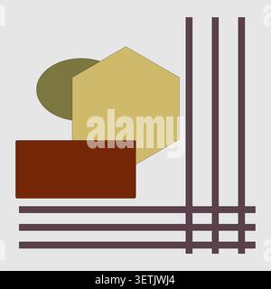 Asymmetrical geometry wallpaper. Minimalist arrangement graphics. Modernistic vector representation. Flat poster layout. Stock Vector