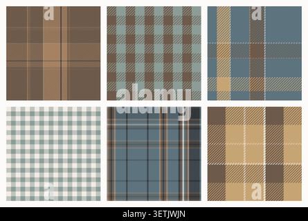 Scandinavian Tartan Plaid Seamless Patterns. Stock Vector