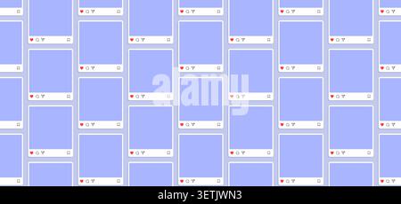 Social Media Post Mockup Template Vector Illustration with Repeating Mobile Feed Frames and Engagement Icons Stock Vector