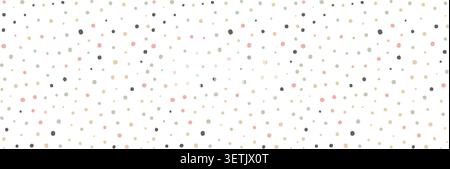 Soft scattered dots in gray, pink and beige on a white background, creating a light playful confetti pattern for wallpaper, fabric, wrapping paper or Stock Vector