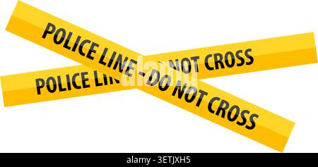 Yellow police line do not cross, crime scene danger caution tapes for crime place. Vector illustration isolated on transparent background Stock Vector