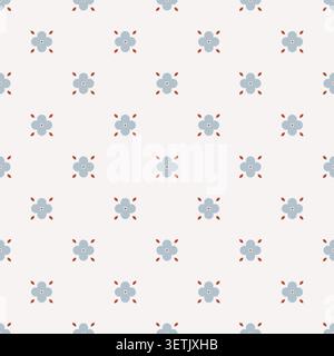 Nordic Folk Blossom seamless pattern repeat Stock Vector