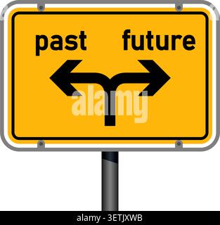 yellow traffic sign with words future and past isolated vector illustration Stock Vector