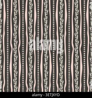 Vertical Botanical Vine Stripe Texture Stock Vector
