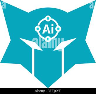 Modern artificial intelligence cybersecurity shield icon design Stock Vector