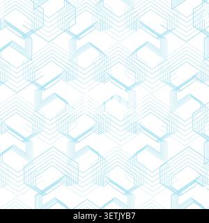 Minimal vector maze pattern with hexagonal rhythm, nested line paths, and modern abstract structure Stock Vector