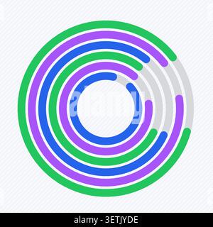 Abstract thick rounded rings with colorful progress arcs Stock Vector
