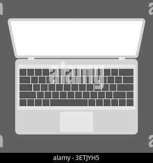 Modern white laptop with blank screen viewed from above Stock Vector