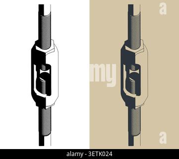 Turnbuckle stylized isometric technical vector illustrations Stock Vector