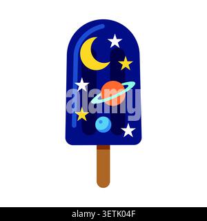 Cute Galaxy Theme Space Popsicle Vector Illustration Stock Vector
