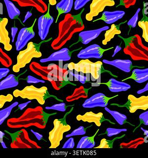 This is a whimsical and high-contrast seamless pattern featuring an artistic variety of green vegetables, including broccoli and cabbage. Stock Vector