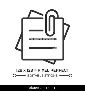 Sticky notes pixel perfect line icon Stock Vector