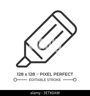 Highlighter pen pixel perfect line icon Stock Vector