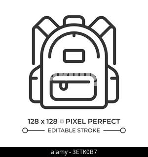 School bag pixel perfect line icon Stock Vector