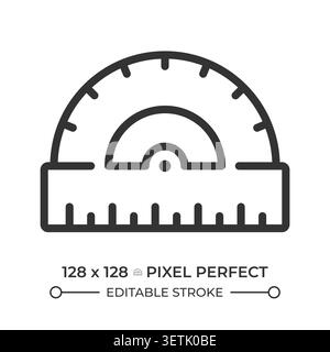 Protractor pixel perfect line icon Stock Vector