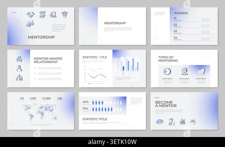 Corporate professional development strategy presentation template set Stock Vector
