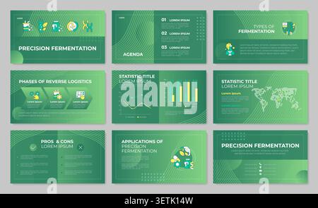 Precision fermentation technology presentation template set Stock Vector