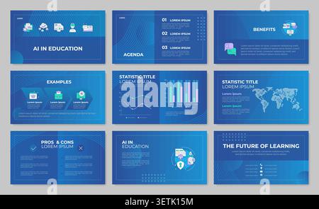 Personalized learning systems presentation template set Stock Vector