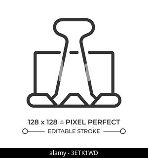 Binder clip pixel perfect line icon Stock Vector