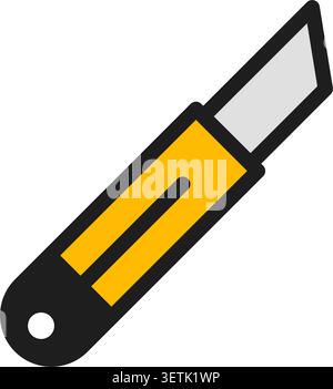 Stationery knife icon in flat style. Cutting tool vector illustration on isolated background. Office knife sign business concept. Stock Vector