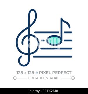 Musical notes pixel perfect line color icon Stock Vector