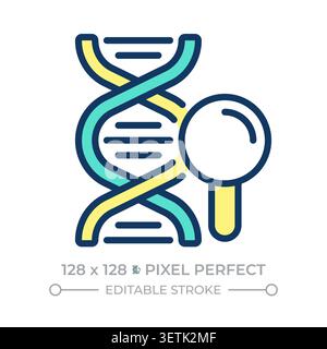 Genetics pixel perfect line color icon Stock Vector