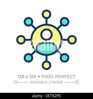 Sociology pixel perfect line color icon Stock Vector